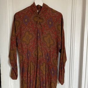 Great Bill Geoffreys vintage hippie boho long dress with paisley patterns 70's
